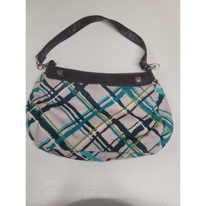Thirty-One Gifts Plaid Print Shoulder Bag Purse Brown Trim‎